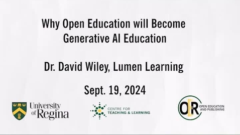 Thumbnail for Why Open Education Will Become Generative AI Eduction - By Dr. David Wiley