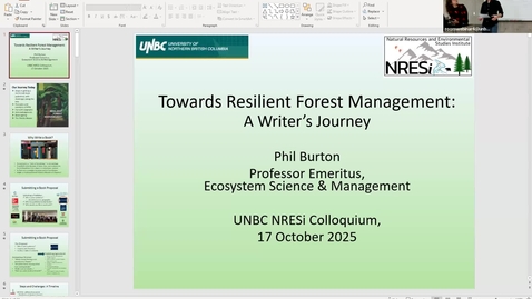 Thumbnail for Phil Burton - Towards Resilient Forest Management - NRESi Colloquium Friday 17 October, 2025