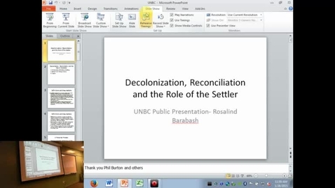 Thumbnail for Rosalind Barabash - Decolonization, Reconciliation and the Responsibilities of the Settler