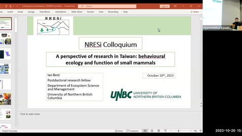 Thumbnail for NRESi Colloquium - October 20th, 2023 - Dr. Ian Best