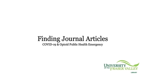Thumbnail for Finding Articles COVID-19 &amp; Opioid Public Health Emergency