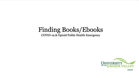 Thumbnail for Finding Books/Ebooks: COVID-19 &amp; Opioid Public Health Emergency