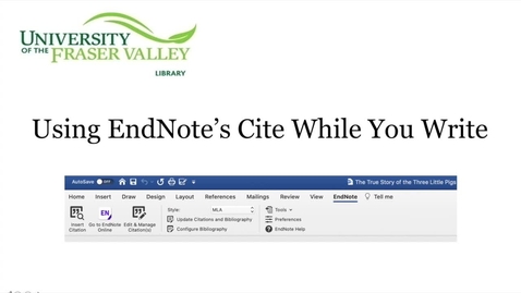 Thumbnail for EndNote - Using Cite While You Write