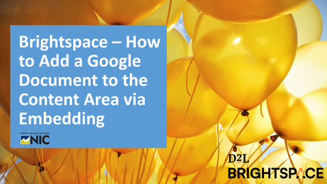 Thumbnail for Embedding a Google Doc in Brightspace as a Content Item