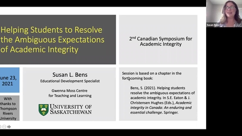 Thumbnail for Dr. Susan Bens, Resolving the Ambiguous Expectations of Academic Integrity