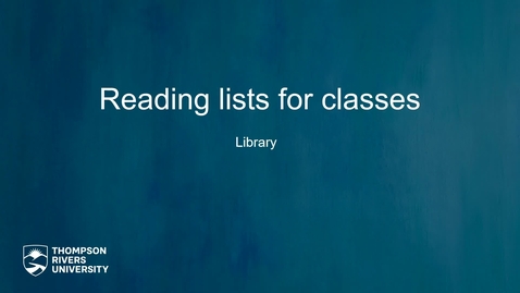 Thumbnail for TRU Library reading list service 