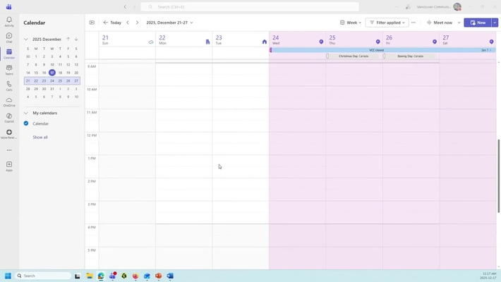 Creating a recurring class meeting in Teams calendar