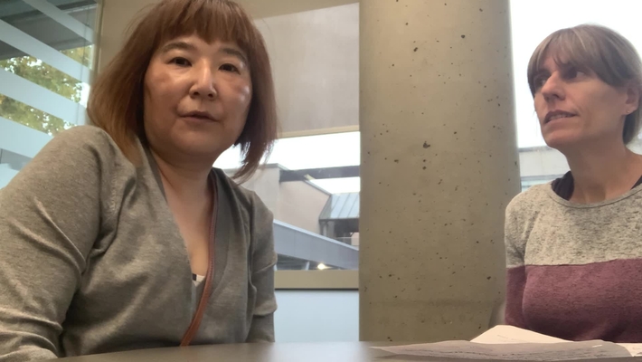 Julia Kim receiving feedback comm demo