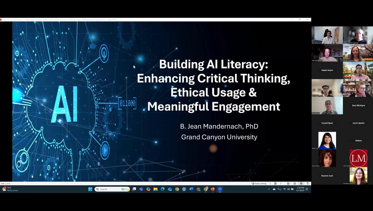 Building AI Literacy: Enhancing Critical Thinking, Ethical Usage &amp; Meaningful Engagement with Dr. Jean Mandernach