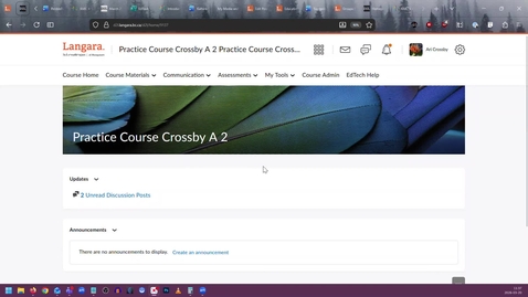 Thumbnail for Student workflow for accessing course-specific media gallery (Brightspace navbar)
