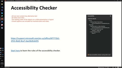 Thumbnail for JAWS screen reader reading an inaccessible PowerPoint slide