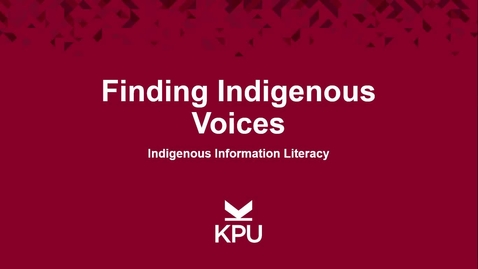 Thumbnail for Indigenous Information Literacy - Finding Indigenous Voices