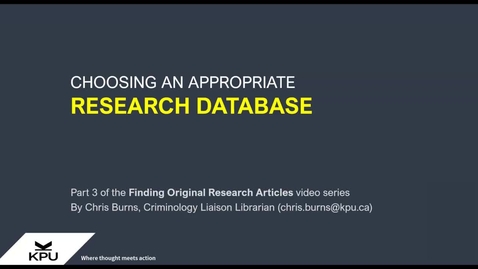 Thumbnail for CRIM Methods 3-Choosing a database
