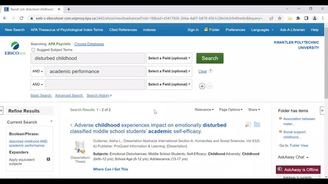 Thumbnail for PsycINFO Introduction for PSYC 1100 &amp; 1200