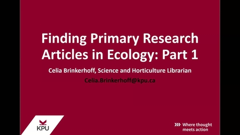 Thumbnail for Primary Research Articles in Ecology Pt. 1: Browsing