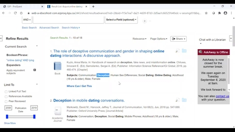Thumbnail for PsycINFO Basic Search