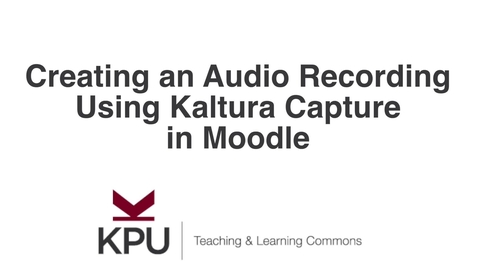 Thumbnail for Audio Only Recording in Kaltura Capture