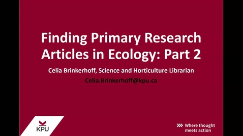 Thumbnail for Primary Research Articles in Ecology Pt. 2: Searching