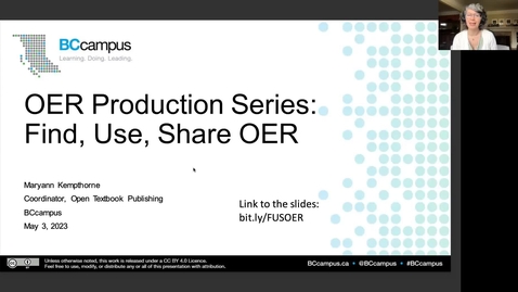 Thumbnail for OER Production Series: Find, Use, Share (May 3, 2023)