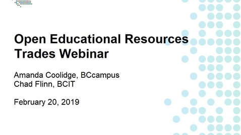 Thumbnail for Open Educational Resources Trades Webinar
