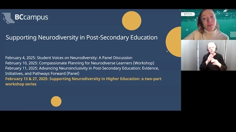 Thumbnail for Introduction to Neurodiversity in Higher Education: History, Theory, and First-Person Perspectives (Workshop Part 1, Feb. 13, 2025)