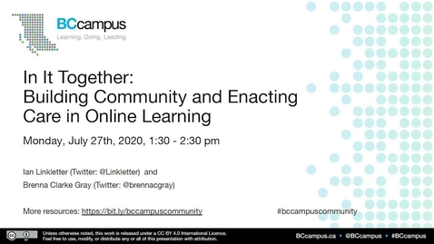 Thumbnail for In It Together: Building Community and Enacting Care in Online Learning