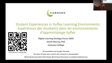 Thumbnail for 2.6. DLS Forum | Student Experiences in Hyflex Learning Environments | Derek Murray, PhD