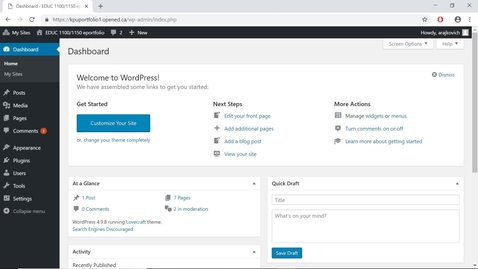 Thumbnail for Changing name &amp; password in WordPress