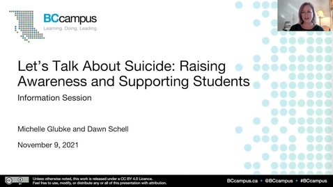 Thumbnail for Let's Talk About Suicide Information Session (Nov. 9, 2021)
