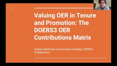 Thumbnail for 109 Valuing OER in Tenure and Promotion: The DOERS3 OER Contributions Matrix