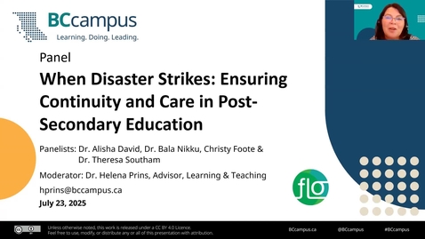 Thumbnail for When Disaster Strikes: Ensuring Continuity and Care in Post-Secondary Education (Panel)