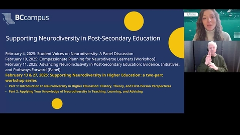 Thumbnail for Applying Your Knowledge of Neurodiversity in Teaching, Learning, and Advising (Workshop Part 2,  Feb 27, 2025)